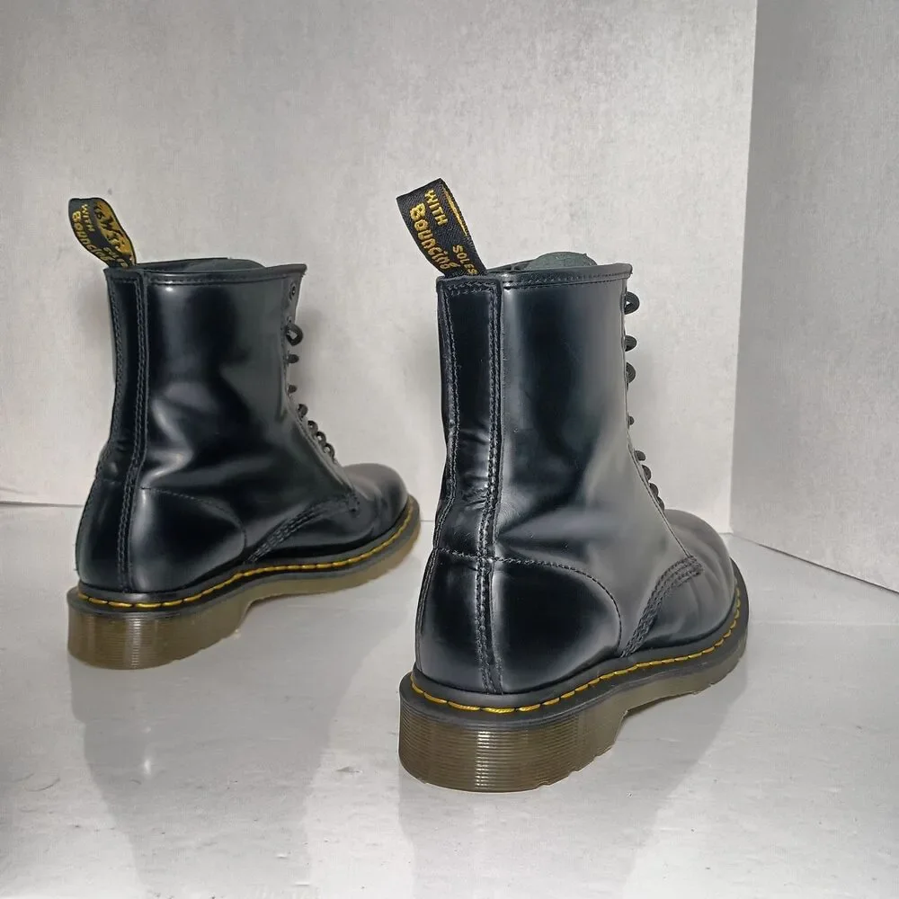 Dr Martens 11821 1460 Smooth Black Leather Combat Womens Boots Sz UK 7 US 9 Doc